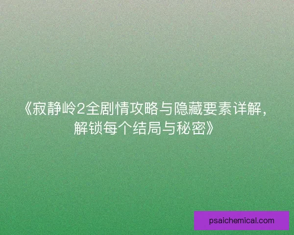 《寂静岭2全剧情攻略与隐藏要素详解，解锁每个结局与秘密》
