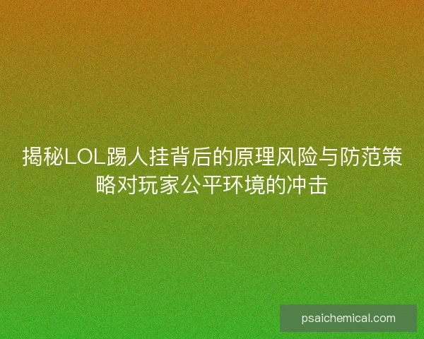 揭秘LOL踢人挂背后的原理风险与防范策略对玩家公平环境的冲击